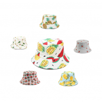 Fruit pattern summer surf beach fashion ladies custom print cotton bucket hat